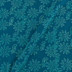 Cotton Blue Colour Brasso Effect Wax Batik Fabric