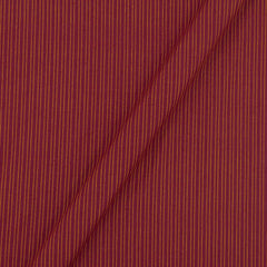 Slub Cotton Maroon Colour Stripes 42 Inches Width Washed Fabric