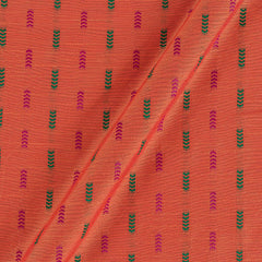 Spun Dupion Jacquard Orange Carrot Colour Geometric Pattern Fabric