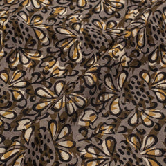 Chanderi Inspired Viscose Cedar Colour Floral Block Print Fancy Fabric
