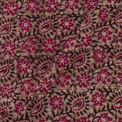Cotton Double Kaam Kutchhi Wax Batik Beige Brown Colour Floral Jaal Pattern Fabric