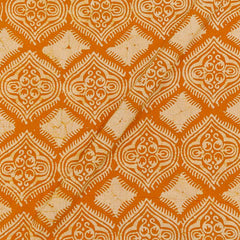 Cotton Single Kaam Kutchhi Wax Batik Print Fanta Orange Colour Mughal Print Fabric