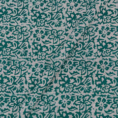 Cotton Single Kaam Kutchhi Wax Batik Print Rama Green Colour Floral Pattern 43 Inches Width Fabric