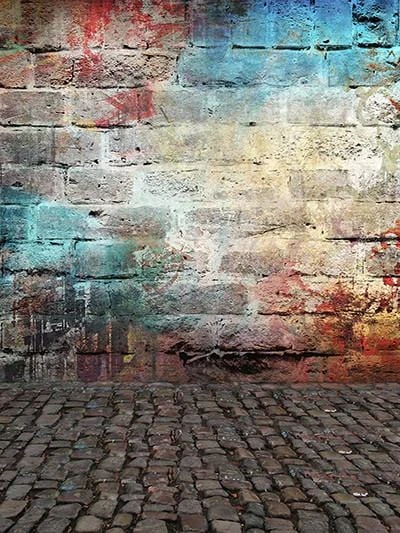 Kate カラフルなレンガの落書きの壁スタジオのレトロな背景 Katebackdrop Jp