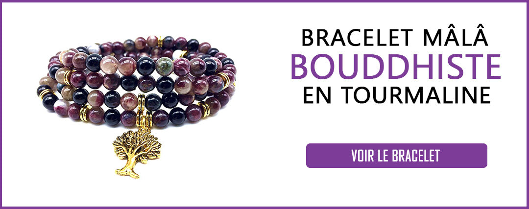 Bracelet Mala Bouddhiste Tourmaline