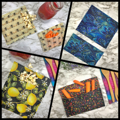 photo collage of beeswax baggies