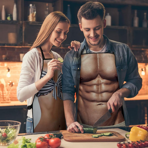 Muscle and Bikini Couple Apron Pack of 2