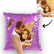 Custom Couple Photo Magic Sequins Pillow Multicolor Sequin Cushion 15.75inch*15.75inch - Best Gift