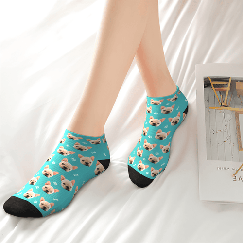 Custom Cute dog Face Ankle Socks - Unisex