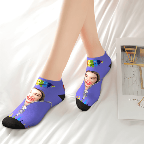 Custom Face Colorful Lip Ankle Socks - Unisex