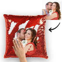 Custom Couple Photo Magic Sequins Pillow Multicolor Sequin Cushion 15.75inch*15.75inch - Best Gift