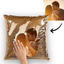 Custom Couple Photo Magic Sequins Pillow Multicolor Sequin Cushion 15.75inch*15.75inch - Best Gift