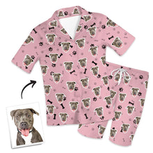 Custom Dog Photo Short Sleeve Pajamas, Nightwear, Sleepwear - Bone