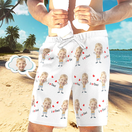 Custom Face Swim Trunks Personalised Beach Shorts Men's Casual Shorts Love Dad - MyFacepajamas