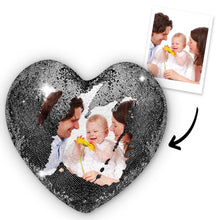 Custom Photo Heart Magic Sequin Cushions Pillow