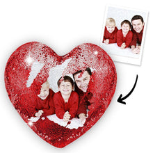 Custom Photo Magic Heart Sequin Cushion Pillow