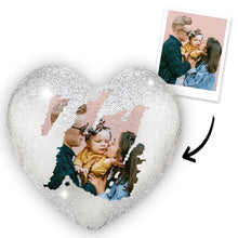 Custom Photo Heart Magic Sequin Cushions Pillow