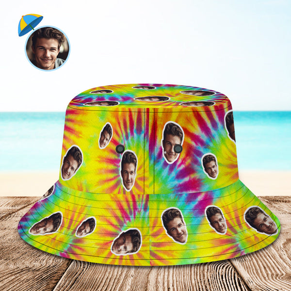 Custom Bucket Hat Unisex Face Bucket Hat Personalised Wide Brim Outdoor Summer Cap Hiking Beach Sports Hats Tie Dye - MyFacepajamas