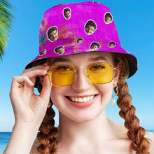 Custom Bucket Hat Unisex Face Bucket Hat Personalised Wide Brim Outdoor Summer Cap Hiking Beach Sports Hats Tie Dye - Violet - MyFacepajamas