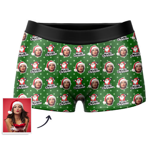 Hat Custom Santa Claus Face Boxer Shorts