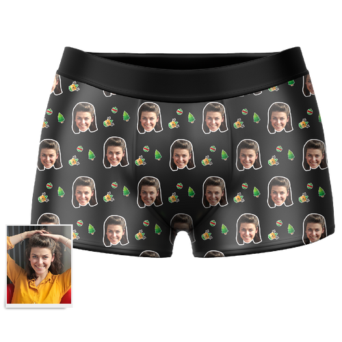 Gifts Solid Color Custom Face Boxer Shorts