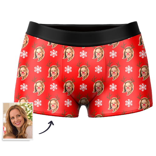 Custom Reindeer Face Boxer Shorts