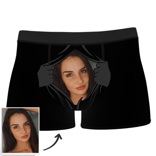 Men's Custom Girlfriends Face with Hands Boxer Shorts