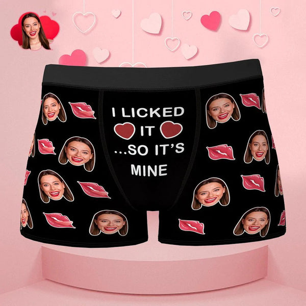 3D Preview Custom Face Boxer I Licked It So It's Mine Underwear Valentine's Day Gift for Boyfriend