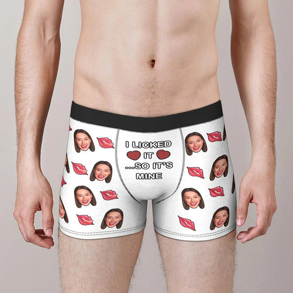 3D Preview Custom Face Boxer I Licked It So It's Mine Underwear Valentine's Day Gift for Boyfriend