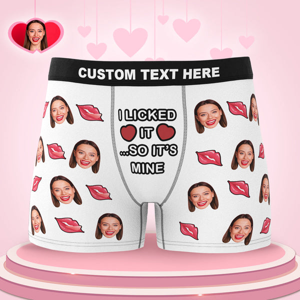 3D Preview Custom Face Boxer I Licked It So It's Mine Underwear Valentine's Day Gift for Boyfriend