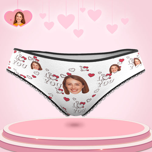 Custom Face Women's Panties Personalised Photo Underwear I Love You