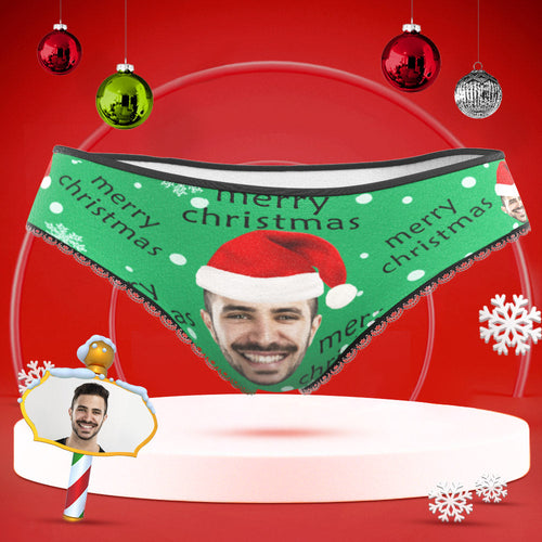 Custom Face Underwear Personalized Women High-Cut Briefs Panties Merry Christmas