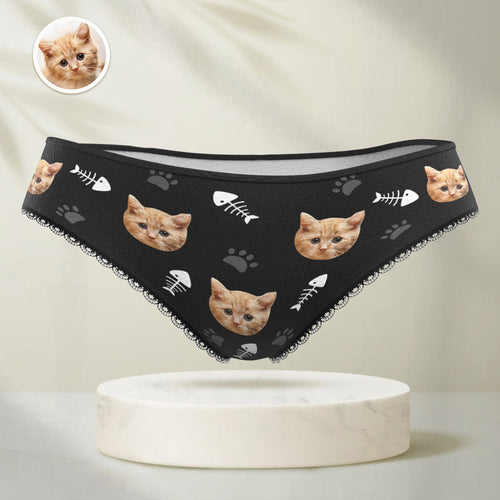 Personalised Funny Cat Panties Custom Face Underwear Gift For Women