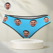 Custom Face Underwear Personalised Women High-Cut Briefs Panties - Blue