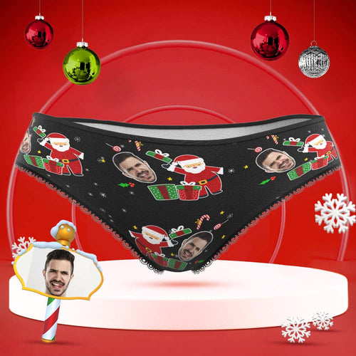 Custom Face Underwear Personalised Funny Women High-Cut Briefs Panties Christmas Surprise Gift For Her