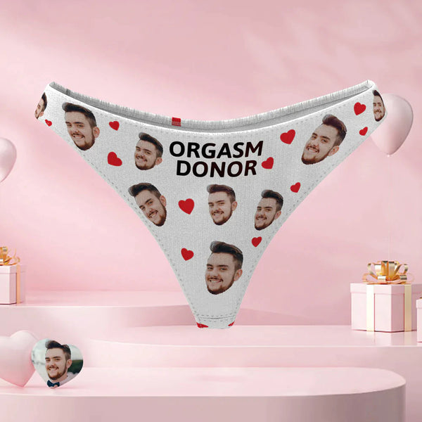 Custom Face Thong Personalised Women's Heart Panties With Photo Orgasm Donor