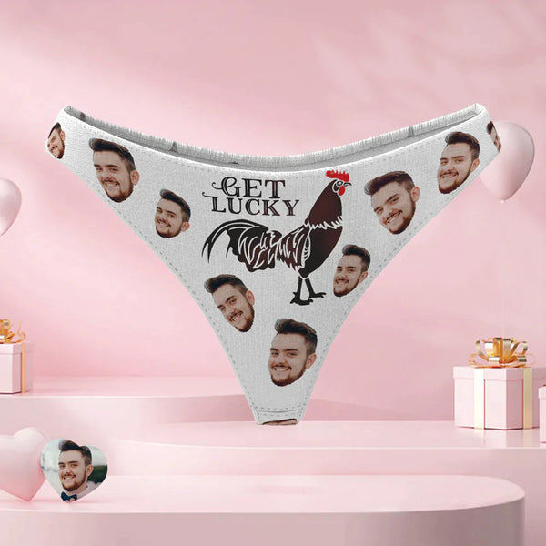 Custom Face Thong Personalised Women's Panties With Photo Get Lucky