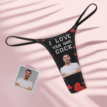 Custom Face Women's Colorful Tanga Thong Valentine's Day Gift I Love Your Cock