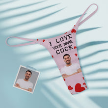 Custom Face Women's Colorful Tanga Thong Valentine's Day Gift I Love Your Cock