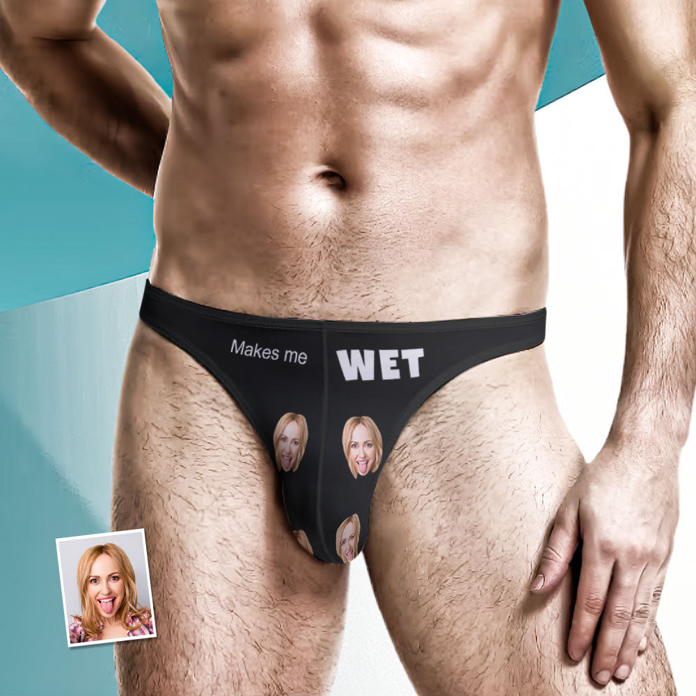 Custom Face Men's Thong - Makes Me Wet Men's Briefs - MyFacepajamas