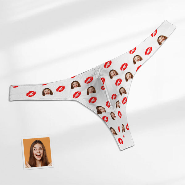 Custom Face Red Lips Men's Thong Kiss Men's Briefs - MyFacepajamas