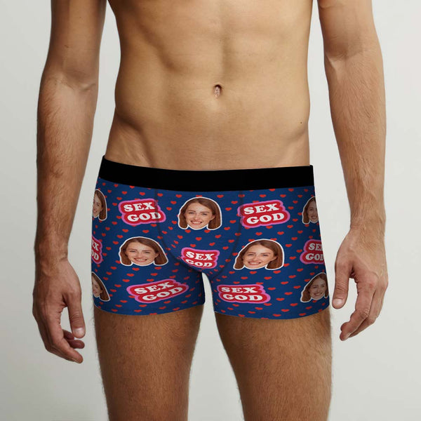 Custom Face Boxers Briefs Personalised Men's Shorts With Photo - Sex God - MyFaceBoxer