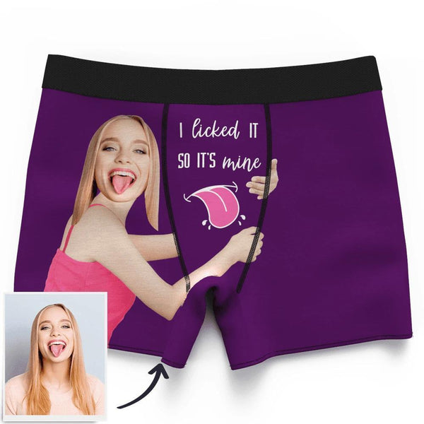 Men's Custom Face on Boxer Shorts I Licked It So It's Mine