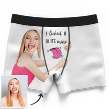 Men's Custom Face on Boxer Shorts I Licked It So It's Mine