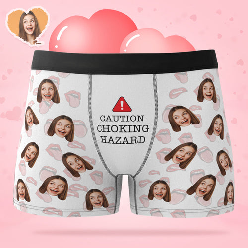 Men's Customized Boxer Shorts Personalized Underwear Choking Hazard Caution