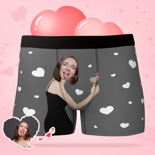 Men's Custom  Face Boxers Hug My Dear with Heart