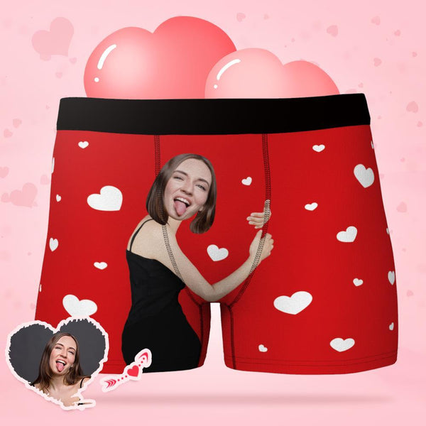 Men's Custom  Face Boxers Hug My Dear with Heart