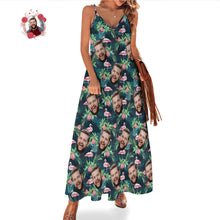 Custom Face Sling Hawaiian Style Long Dress Flamingo Flower