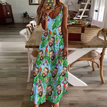 Custom Face Sling Hawaiian Style Long Dress Colorful Parrot