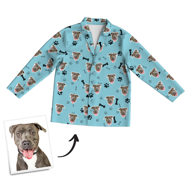 Custom Dog Photo Long Sleeve Pajamas, Nightwear, Sleepwear - Bone